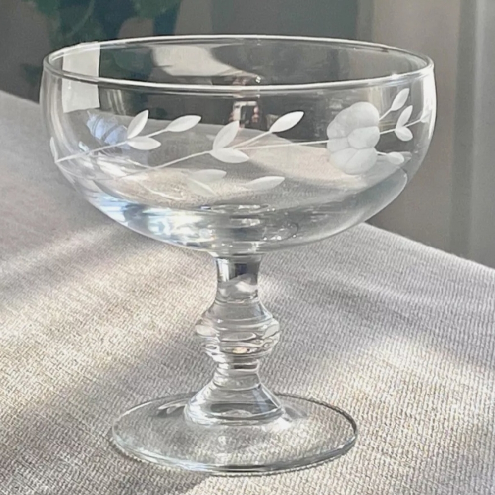 4 Princess House Heritage #507 8oz Pedestal Champagne/Sherbet Glasses NEW France